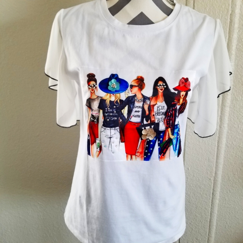 Euro chic Fashion beaded t-shirth